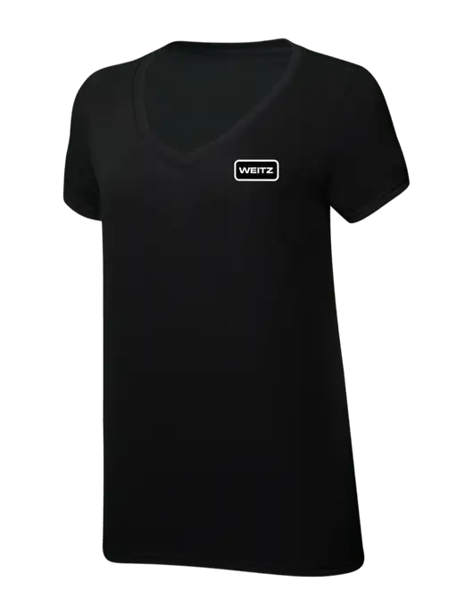 Womens Simply Soft V-Neck Black 4.5oz  Poly/Combed Ring Spun Cotton T-Shirt w/Weitz Logo