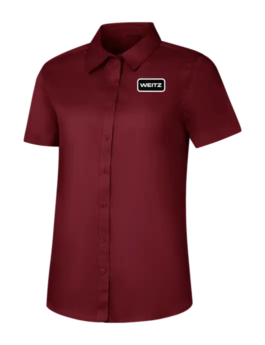 Womens Maroon Short Sleeve Superpro React Twill Shirt w/Weitz Logo