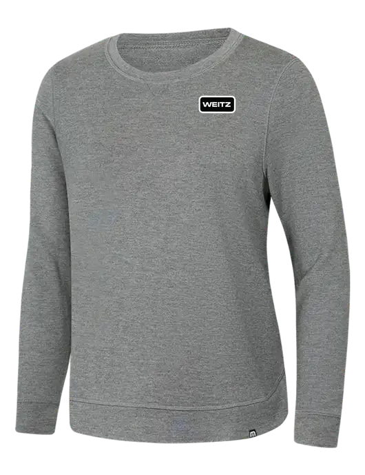 TravisMathew Womens Light Grey Heather Lightweight Long Weekend Crew w/Weitz Logo