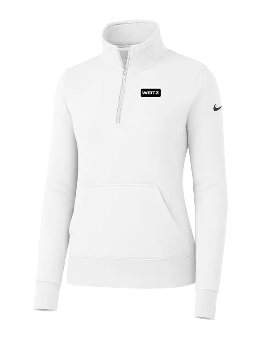 Nike Womens White Club Fleece Sleeve Swoosh 1/2-Zip w/Weitz Logo