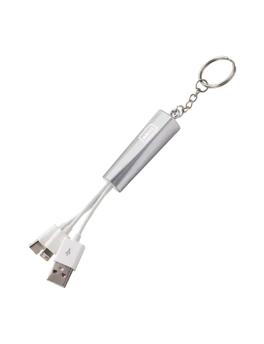 Silver Light-Up Charging Cable with Key Ring w/Weitz Logo