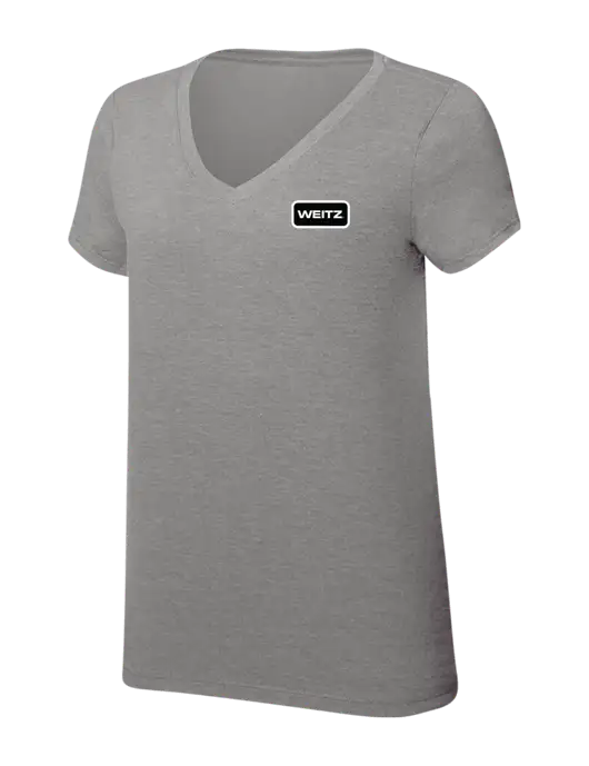 Womens Simply Soft V-Neck Grey Frost 4.5oz  Poly/Combed Ring Spun Cotton T-Shirt w/Weitz Logo