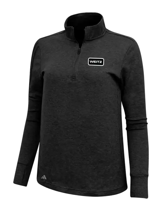 Adidas Black Melange Womens 3 Stripes Quarter Zip Sweater w/Weitz Logo