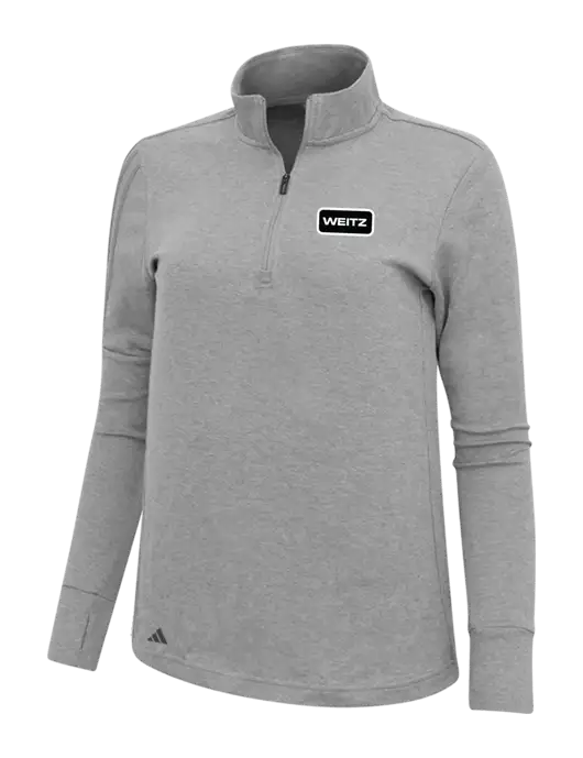 Adidas Light Grey Melange Womens 3 Stripes Quarter Zip Sweater w/Weitz Logo