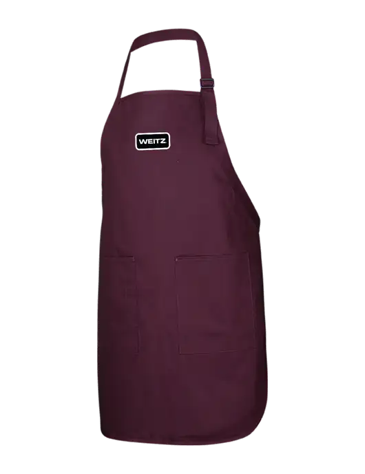Full-Length Maroon Apron With Pockets w/Weitz Logo
