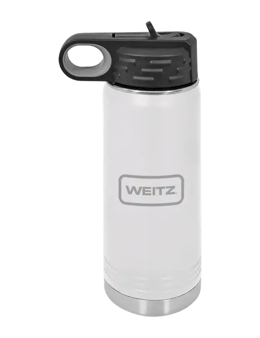 Polar Camel 20 oz Powder Coated White Vacuum Insulated Water Bottle w/Weitz Logo