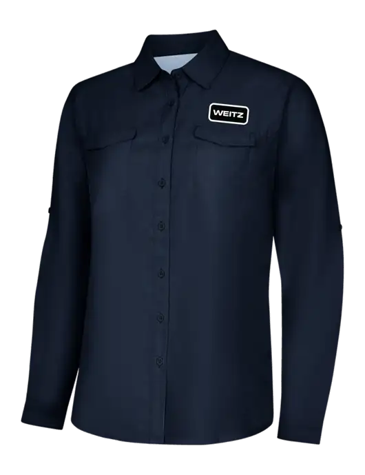 Womens Navy Long Sleeve UV Daybreak Shirt w/Weitz Logo