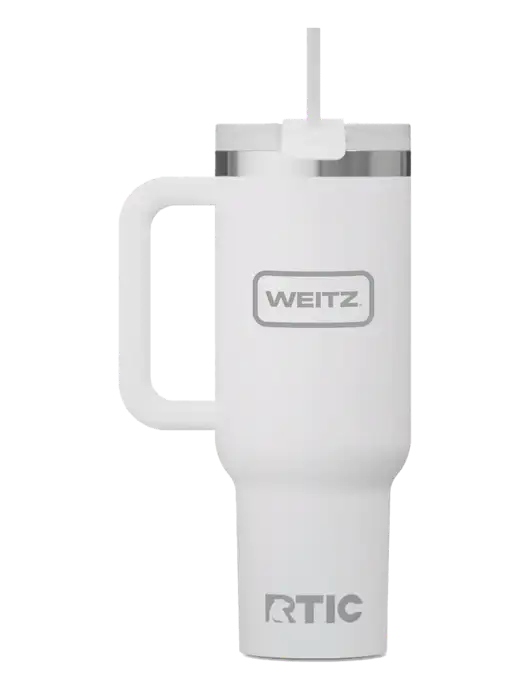 RTIC Road Trip 40 oz White Tumbler  w/Weitz Logo