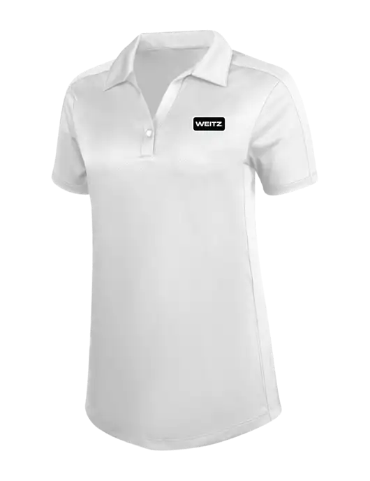 Womens White Diamond Jacquard Polo w/Weitz Logo