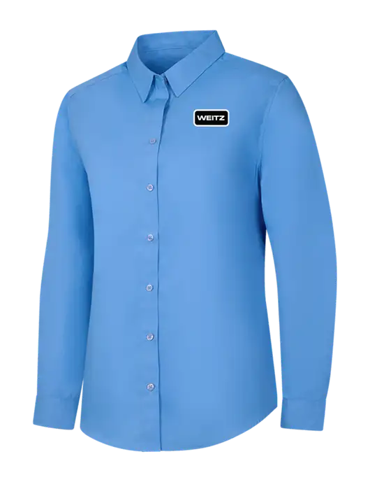 Womens Carolina Blue Long Sleeve Carefree Poplin Shirt w/Weitz Logo