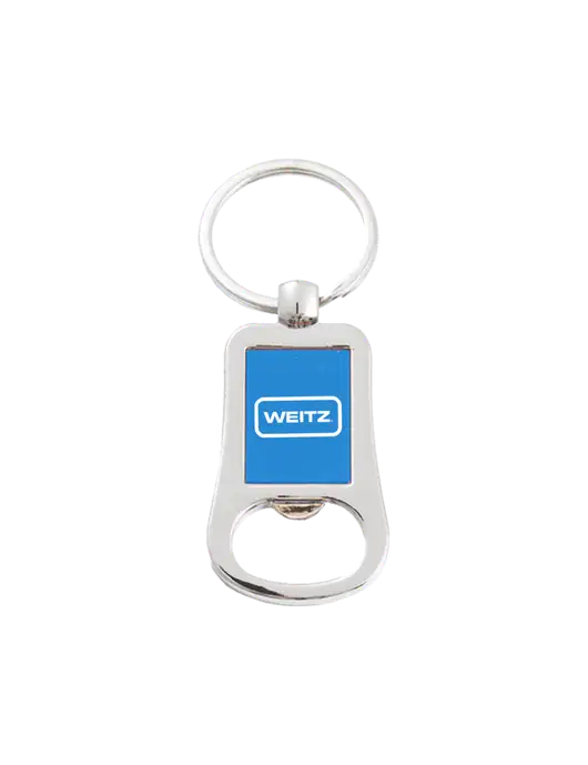 Silver & Blue Bottle Opener Keychain w/Weitz Logo