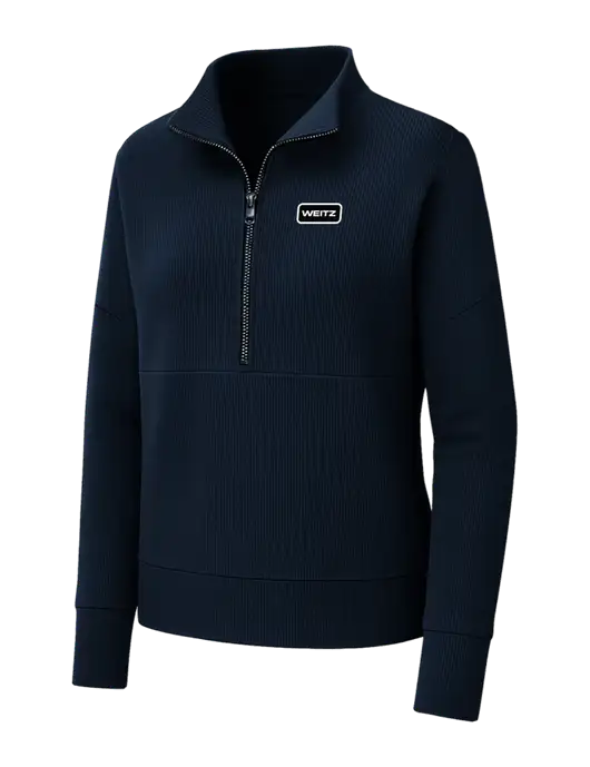 Mercer+Mettle Womens Dark Navy Linear Texture Quarter Zip w/Weitz Logo