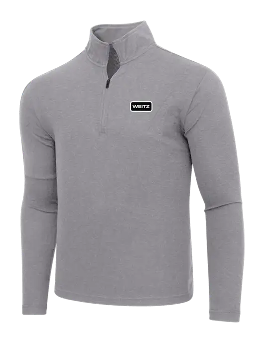 Adidas Medium Grey Melange 3 Stripes Quarter Zip Sweater w/Weitz Logo