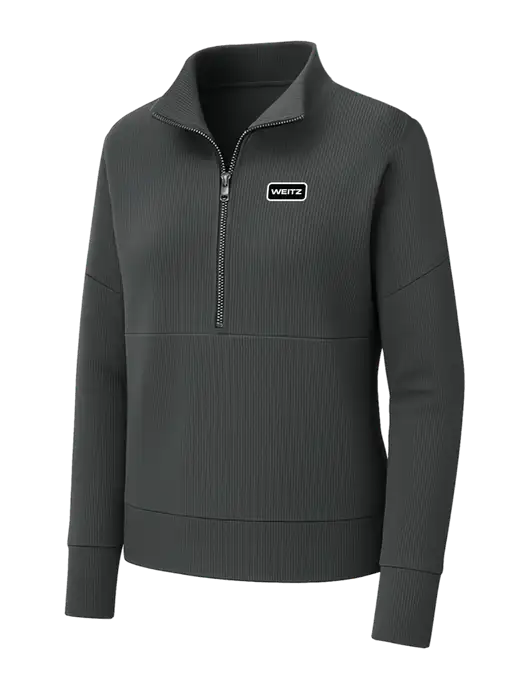 Mercer+Mettle Womens Dark Grey Linear Texture Quarter Zip w/Weitz Logo
