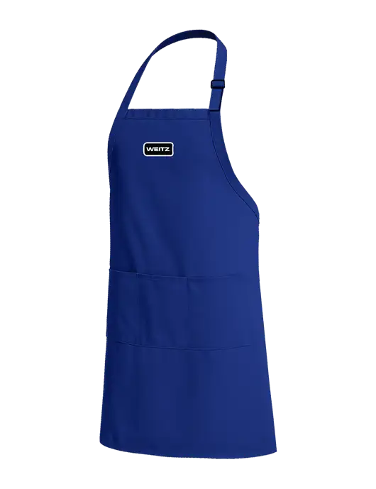 Easy Care Extra Long Bib Dark Royal Apron with Stain Release w/Weitz Logo