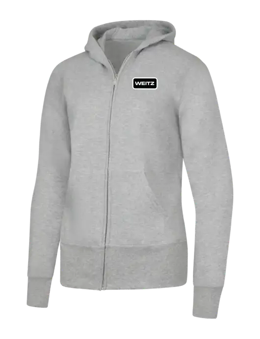 Grey Heather Womens Core Fleece Full-Zip Hooded Sweatshirt w/Weitz Logo