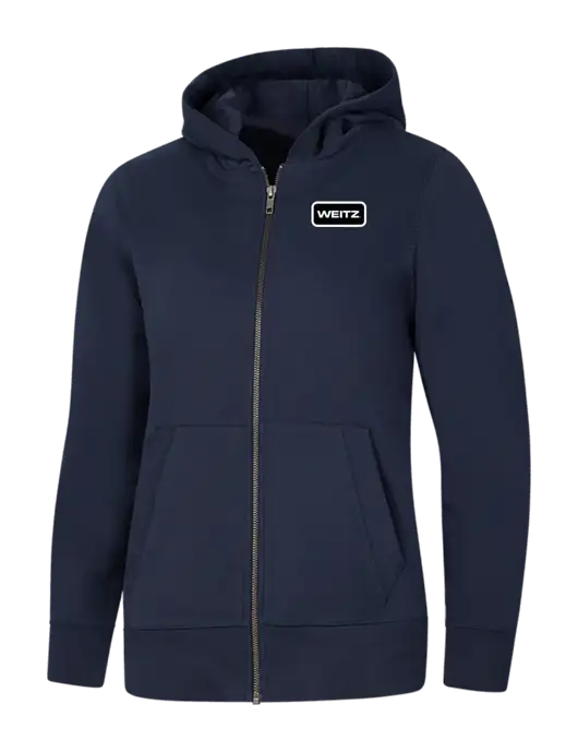 Womens Navy Re-Fleece Full-Zip Hoodie w/Weitz Logo