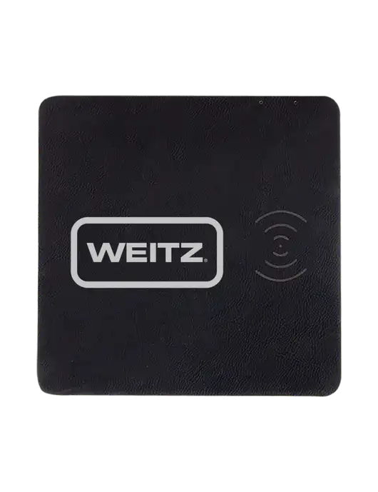 Black Laserable Leatherette Phone Charging Mat w/Weitz Logo