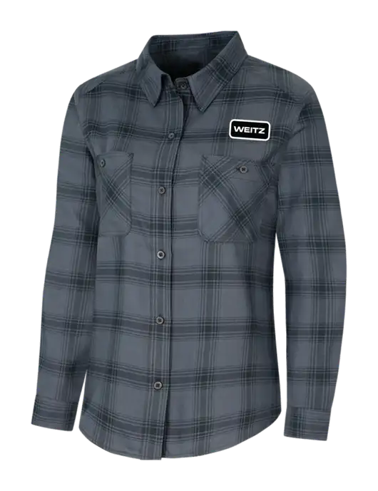 Womens Grey/Black Plaid Flannel Shirt w/Weitz Logo