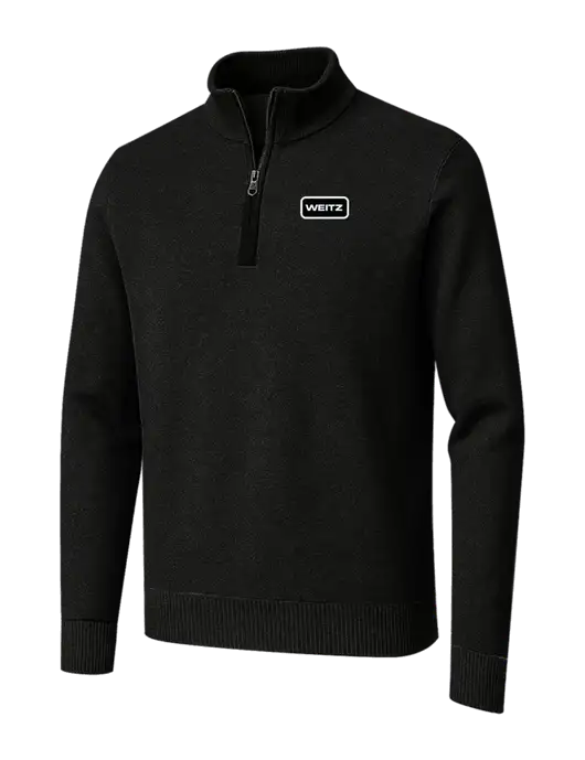 Brooks Brothers Black Washable Merino Birdseye 1/4-Zip Sweater w/Weitz Logo