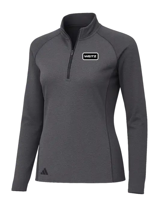 Adidas Womens Black Melange Space Dyed Quarter-Zip Pullover  w/Weitz Logo