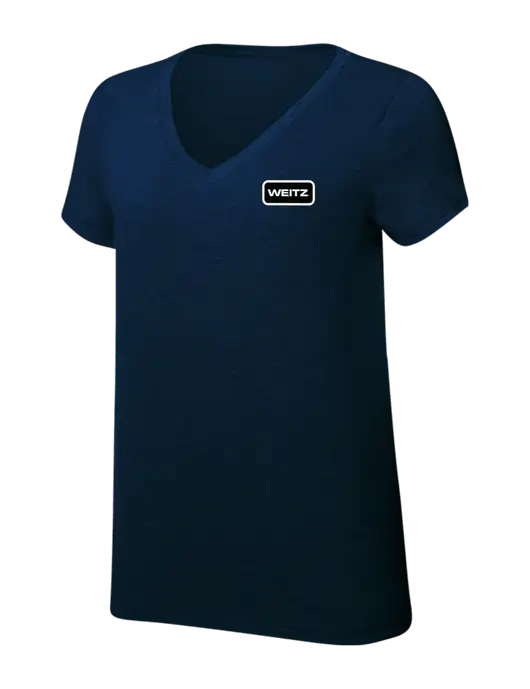 Womens Simply Soft V-Neck New Navy 4.5oz  Poly/Combed Ring Spun Cotton T-Shirt w/Weitz Logo