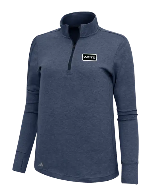 Adidas Navy Melange Womens 3 Stripes Quarter Zip Sweater w/Weitz Logo