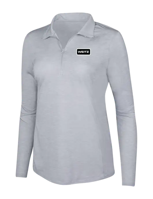Light Grey Heather Womens Posicharge Tri-Blend Wicking 1/4 Zip Pullover w/Weitz Logo