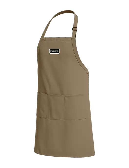 Easy Care Extra Long Bib Dark Tan Apron with Stain Release w/Weitz Logo