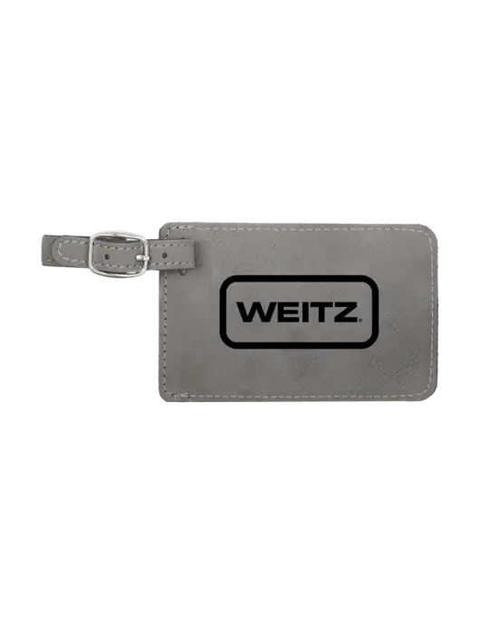 Grey Leatherette Luggage Tag w/Weitz Logo