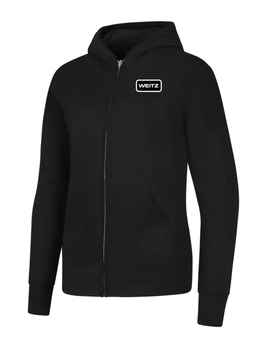 Jet Black Womens Core Fleece Full-Zip Hooded Sweatshirt w/Weitz Logo