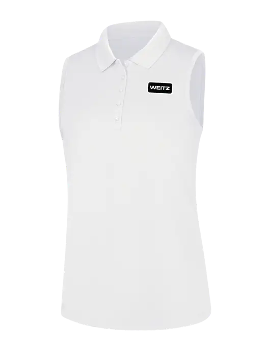 Womens White Dry Zone UV Micro-Mesh Sleeveless Polo w/Weitz Logo