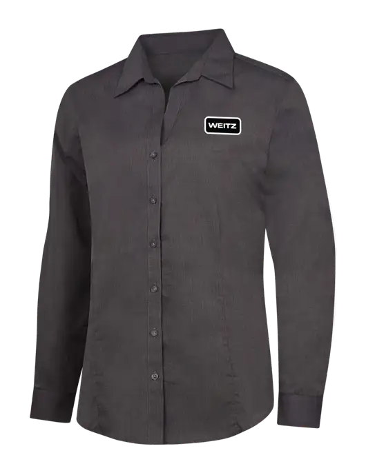 Womens Soft Black Crosshatch Easy Care Shirt w/Weitz Logo