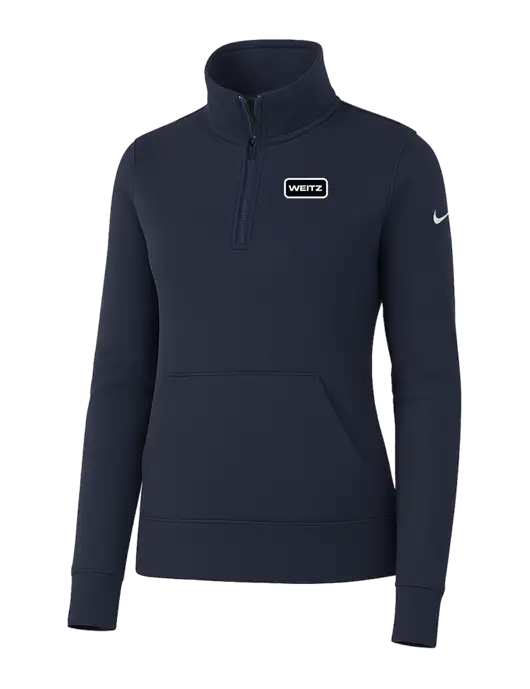 Nike Womens Dark Navy Club Fleece Sleeve Swoosh 1/2-Zip w/Weitz Logo