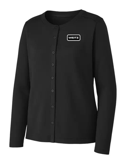 Black Womens Concept Stretch Button-Front Cardigan Sweater w/Weitz Logo