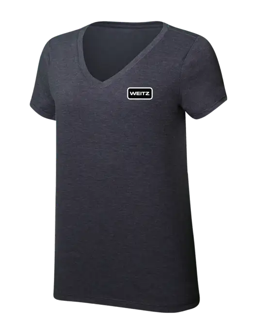 Womens Simply Soft V-Neck Heather Charcoal 4.5oz  Poly/Combed Ring Spun Cotton T-Shirt w/Weitz Logo