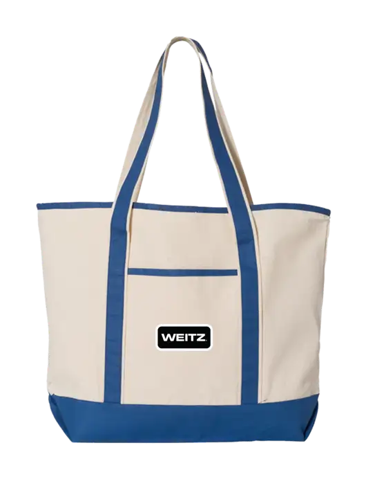 Natural/Royal Large Canvas Deluxe Tote w/Weitz Logo