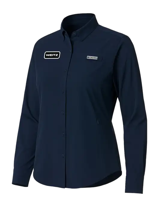 Columbia Navy Womens PFG Tamiami II Long Sleeve Shirt w/Weitz Logo