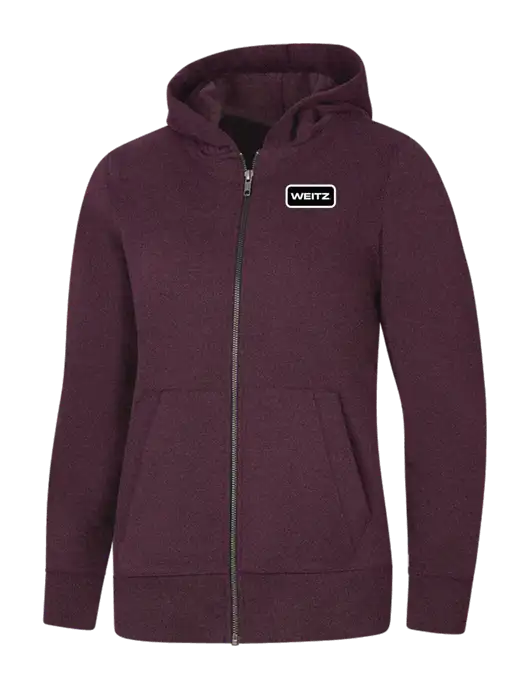 Womens Maroon Heather Re-Fleece Full-Zip Hoodie w/Weitz Logo