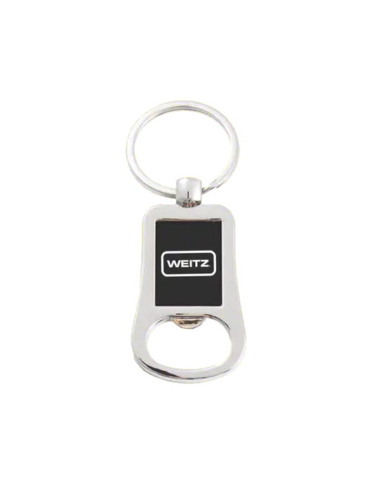 Silver & Black Bottle Opener Keychain w/Weitz Logo