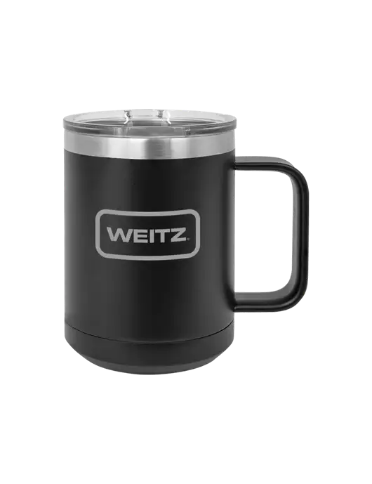 Polar Camel 15 oz Powder Coated Black Vacuum Insulated Mug with Slider Lid w/Weitz Logo