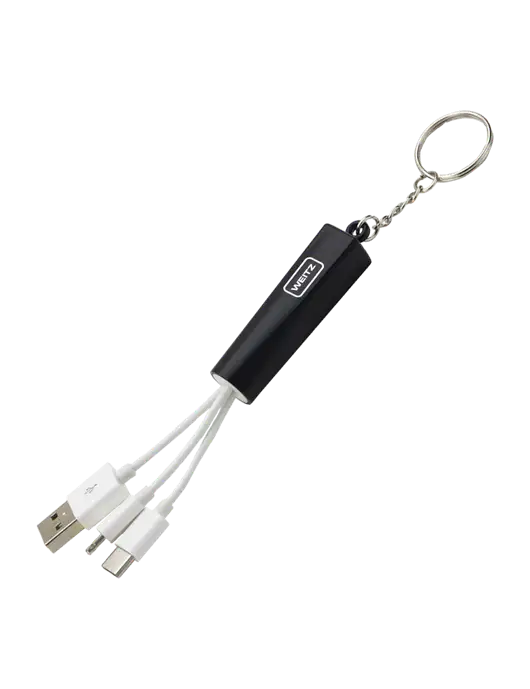 Black Light-Up Charging Cable with Key Ring w/Weitz Logo
