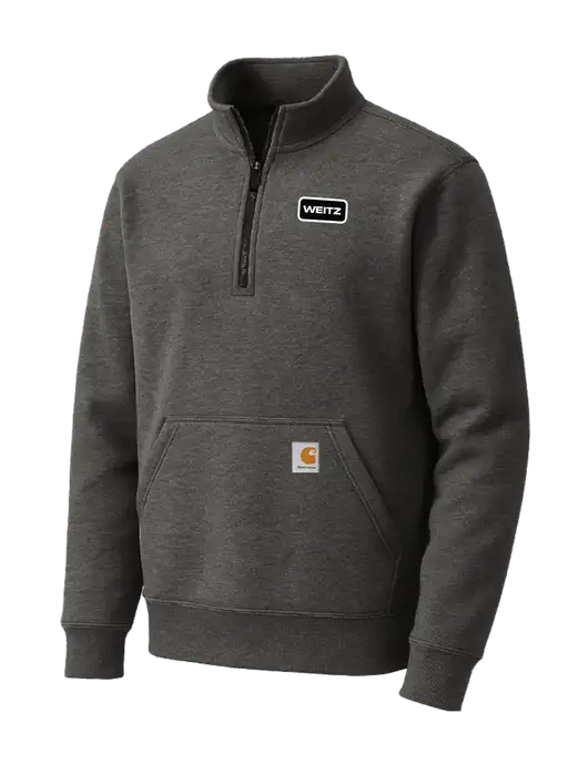 Carhartt Very Dark Heather Grey Midweight 1/4-Zip Mock Neck Sweatshirt w/Weitz Logo
