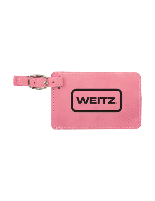 Pink Leatherette Luggage Tag w/Weitz Logo