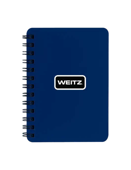 Sturdy Navy Blue Hardcover Notebook, 5.25 x 7 w/Weitz Logo