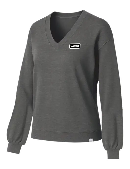TravisMathew Womens Long Weekend Medium Heather Grey V-Neck
 w/Weitz Logo