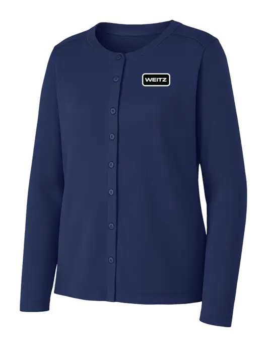 Dress Blue Navy Womens Concept Stretch Button-Front Cardigan Sweater w/Weitz Logo