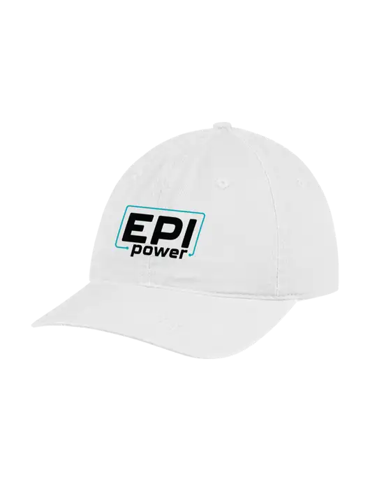 Garment Washed Unstructured Twill White Cap w/EPI Logo