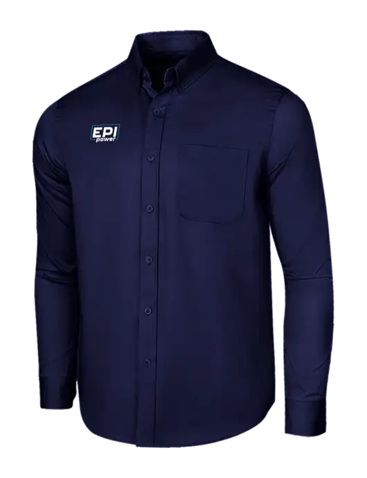 Long Sleeve Navy Superpro React Twill Shirt w/EPI Logo