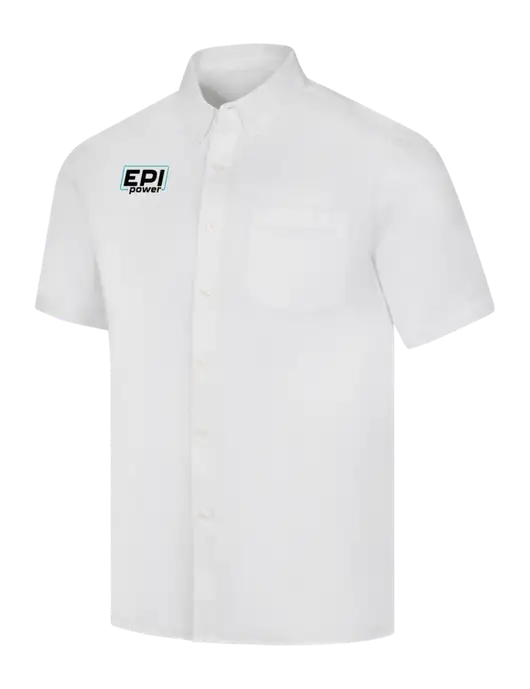 Short Sleeve White Superpro React Twill Shirt w/EPI Logo